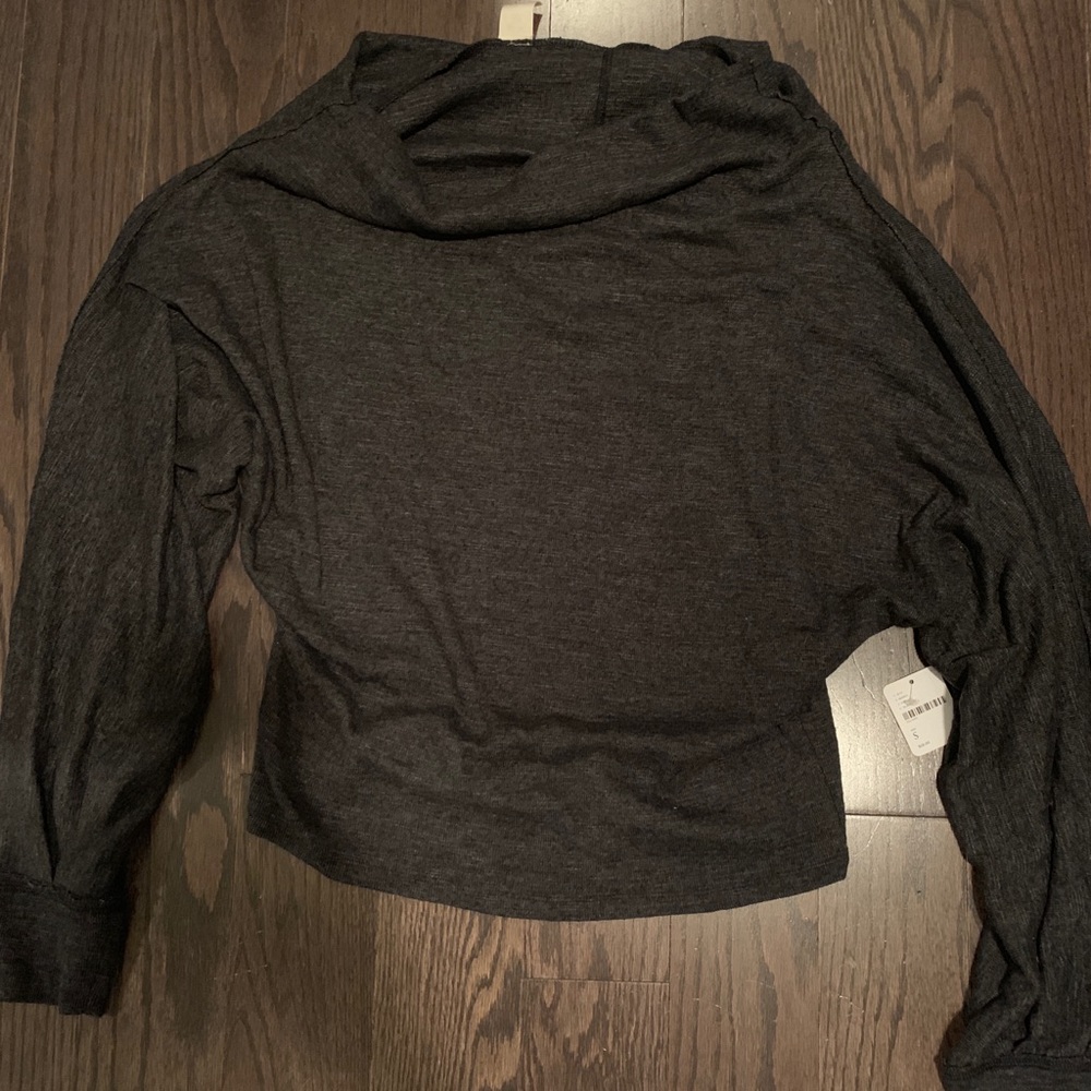 Charcoal grey off the shoulder top